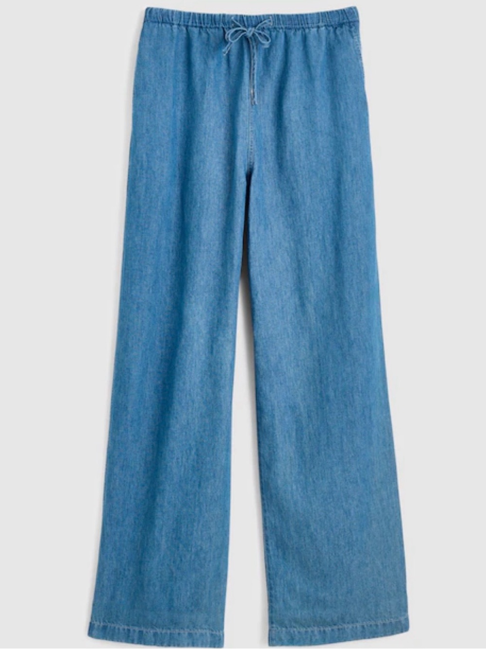 Madewell Light Blue Wide-Leg Drawstring cotton/linen L NWT